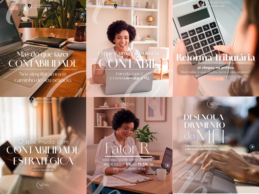 Design de posts para M2 Soluções Contábeis
