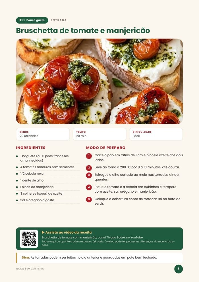 Página de receita com foto e vídeo