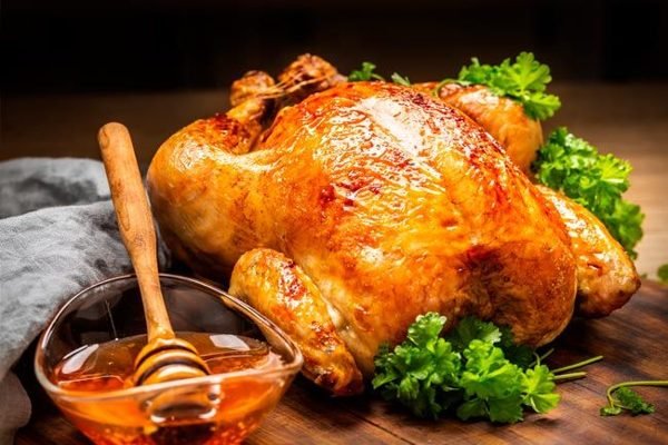 Frango assado com mostarda e mel