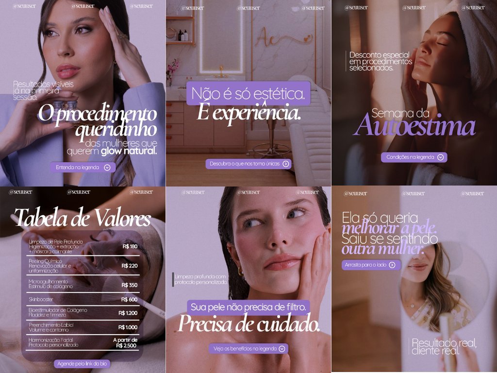 Design de posts para clínica de estética